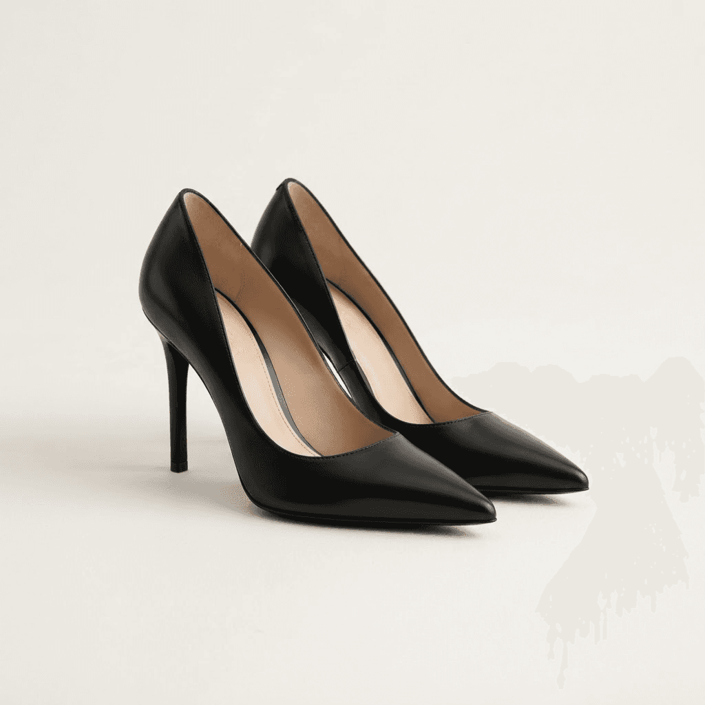 Gold metallic pointed-toe heels